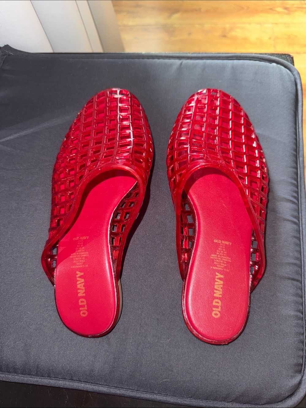 Old Navy Red Woven Jelly Mules